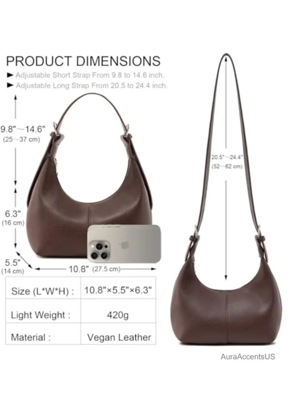 Faux Leather Crescent Shoulder Hobo Bag Crossbody Tote Purse